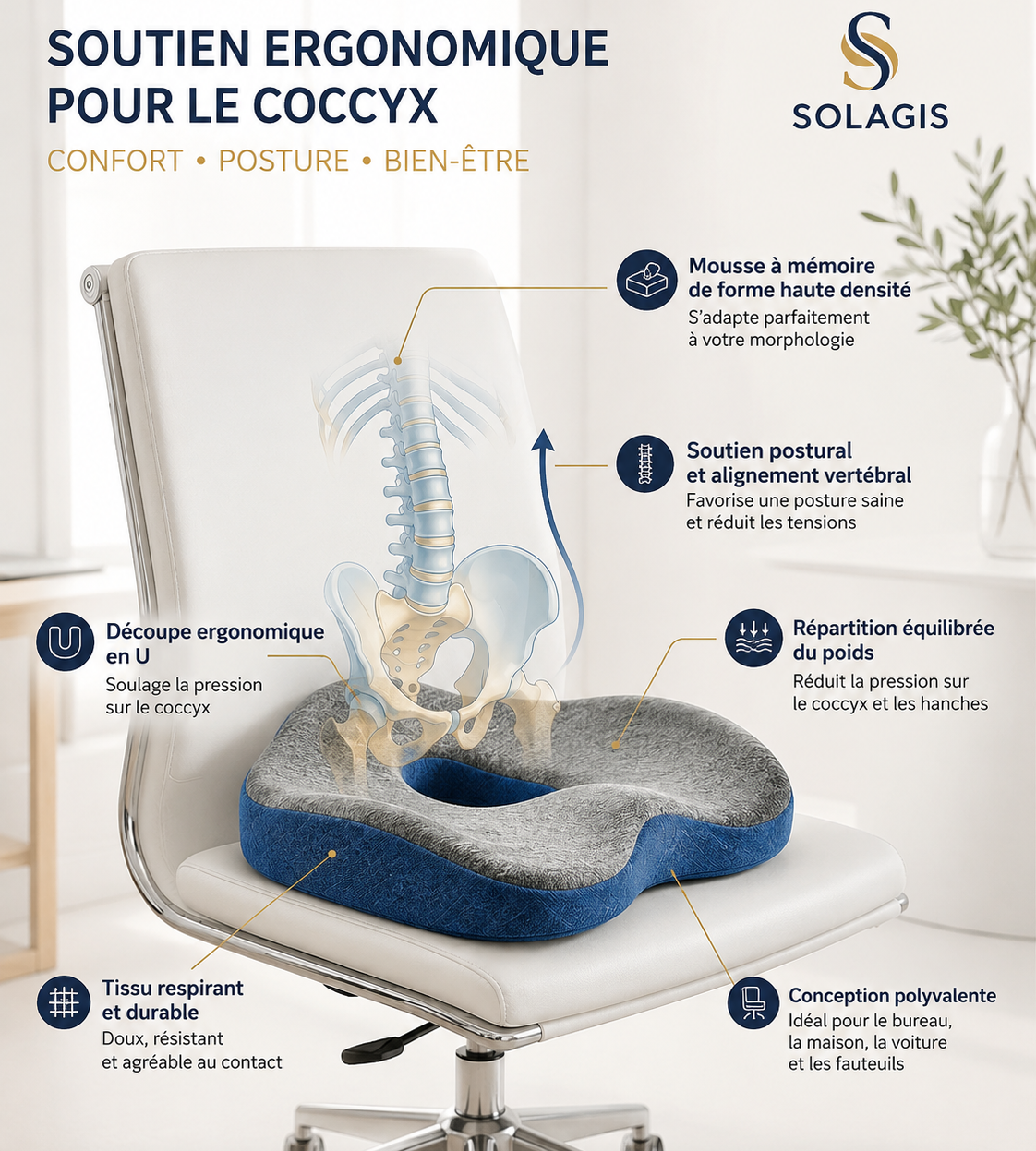 Soutien ergonomique coccyx Solagis